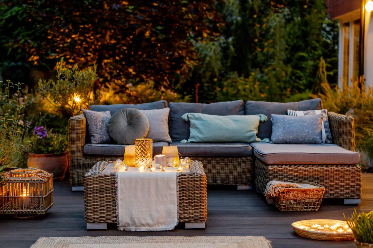 Gemütliche Terrasse bei Abendlicht
